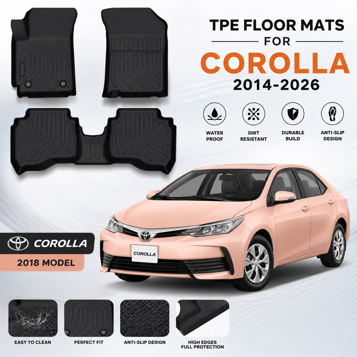 TPE FLOOR MATS FOR TOYOTA COROLLA (2014-2026)