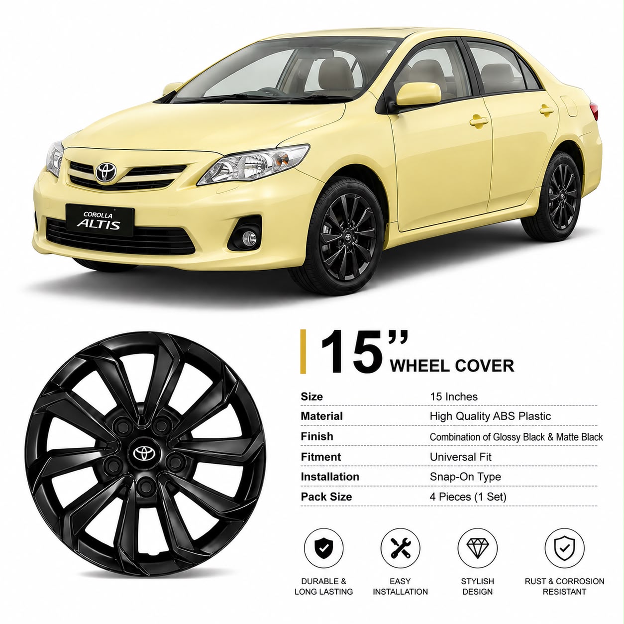 WHEEL COVERS FOR TOYOTA COROLLA (2009-2014)-PREMIUM QUALITY