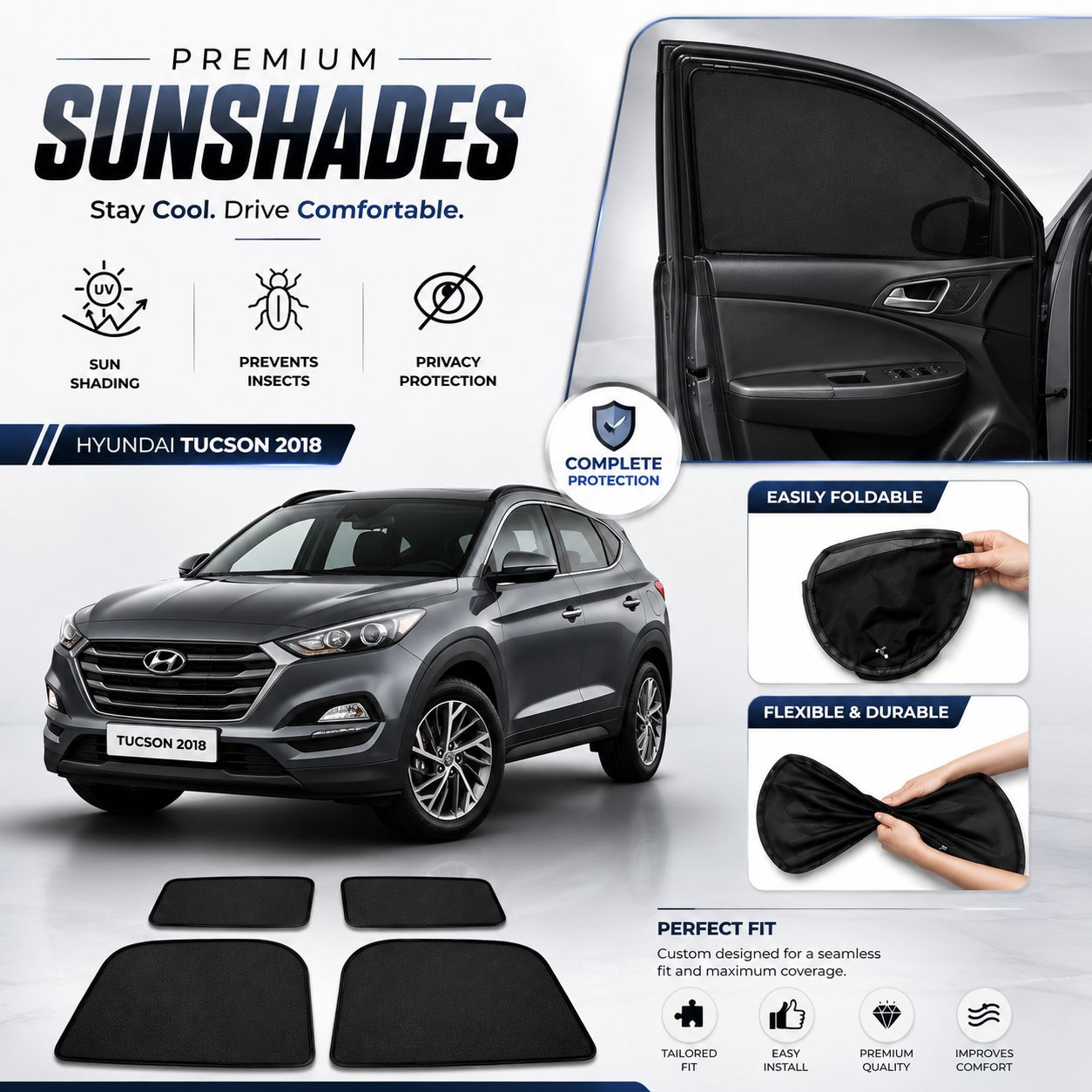 PREMIUM SUNSHADES FOR HYUNDAI TUCSON (2020-2025)-FOLDABLE